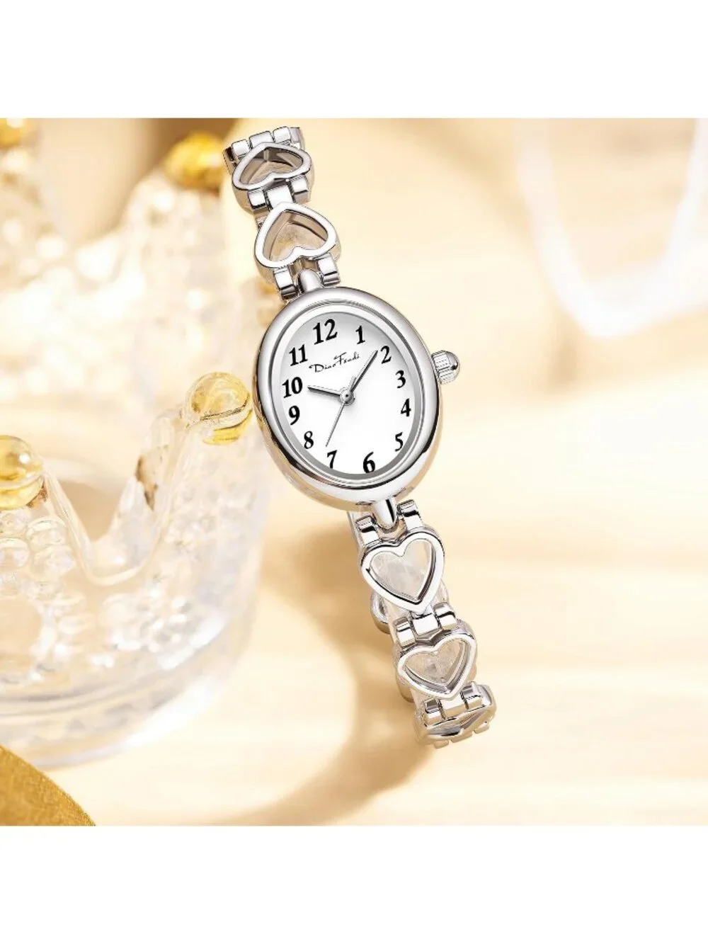 Women's Silver Shell-White Vintage Bracelet Luxury Oval Fashion Quartz Watch